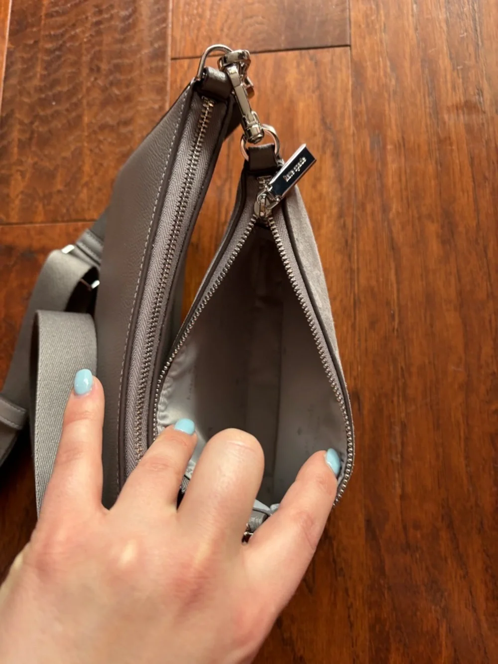 Kate Spade Duet Suede Small Crossbody | Hare Grey | Style KM147